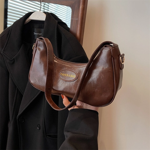 Damen Retro PU Leder Falten Achseltasche Mode Minimalistische Hobo Handtasche Streetwear Schultertasche Vielseitige Tägliche Umhängetasche