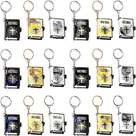Mini Heilige Bijbel Sleutelhanger Met Kruisdruk Metalen Ring Religieuze Boek Hanger Voor Mannen Vrouwen Christelijke Tassen Sieraden