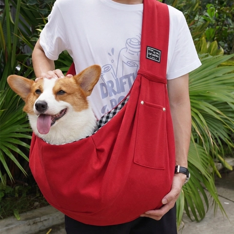 Portable Polyester Pet Sling Carrier Cats Small Dogs Breathable Foldable Crossbody Travel Shoulder Bag With Safety Hook