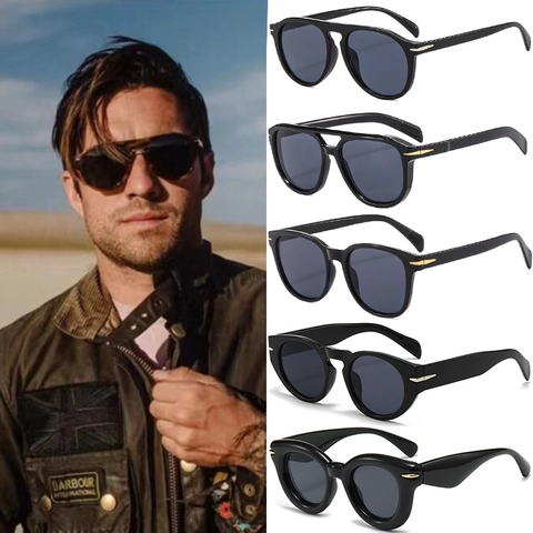 Gafas de Sol Vintage con Montura Redonda para Hombre Mujer Protección UV400 Gafas de Conducir Moda Retro con Decoración de Metal