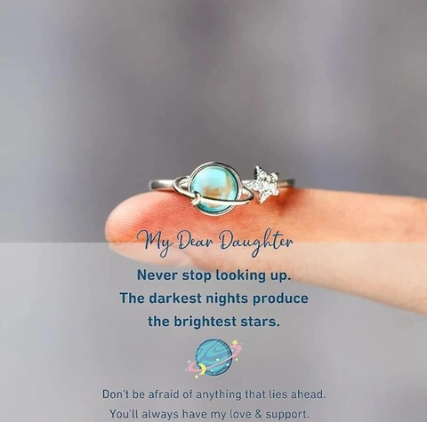 S925 Sterlingsilber Planet Stern Offener Ring Für Damen Verstellbarer Blauer Planetenring Chic Universum Fingerschmuck Romantisches Geschenk