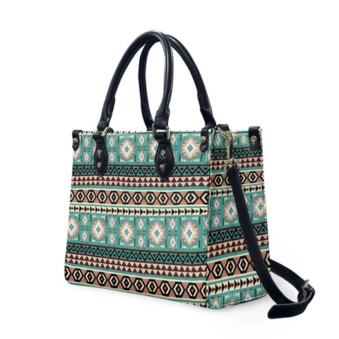 Tribal Aztec Print Women PU Leather Tote Bag Sunflower Butterfly Geometric Pattern Crossbody Handbag Office Worker Gift