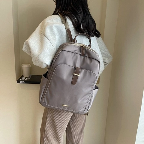 Mode Minimalistisch Damen Rucksack Nylon Stoff Business Pendeln Reisetasche Casual Große Kapazität Student Schultasche