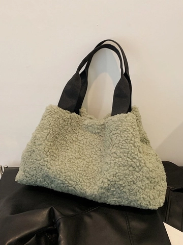 Women Autumn Winter Plush Teddy Sherpa Tote Bag Soft Fleece Handbag Large Capacity Casual Commuting Shoulder Bag for Women