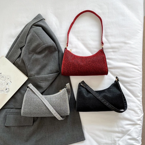 Sac à Épaule sous le Bras pour Femme en PU à Paillettes Style Coréen Minimaliste Élégant Sac pour Fêtes et Quotidien
