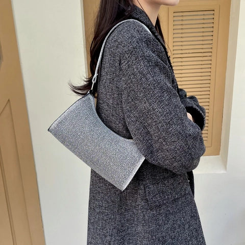 Sac à Épaule sous le Bras pour Femme en PU à Paillettes Style Coréen Minimaliste Élégant Sac pour Fêtes et Quotidien