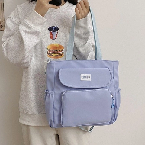 Grote Capaciteit Dames Draagtas Multi Pocket Polyester Schoudertas Crossbody Tas Voor School Reizen Casual Mode Handtas