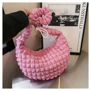 Bolso de Hombro Plisado Bubble para Mujer Gran Capacidad Color Sólido Bolso Hobo Moda Tela Popcorn Bajo el Brazo Bolso Tote Casual