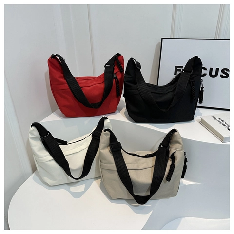 Korean Style Large Capacity Hobo Bag For Women Urban Simple Solid Color Crossbody Bag Commuter Casual Shoulder Bag Handbag