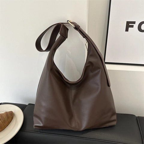 Minimalistische PU Leder Schultertasche Für Damen Große Kapazität Fashion Pendler Tote Umhängetasche Mit Verstellbarem Riemen