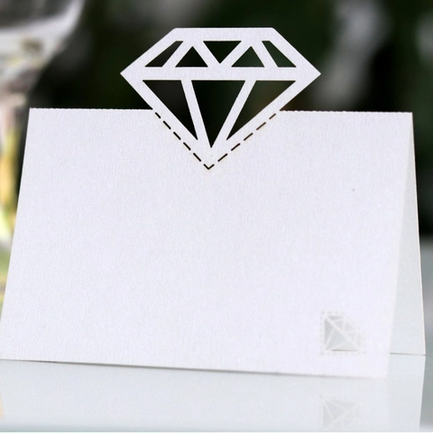 Laser Cut Diamond Shape Place Cards Pearlescent Paper Hollow Out Name Seat Cards For Wedding Party Banquet Table Decoration