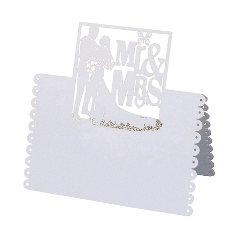 Butterfly Laser Cut Wedding Place Cards Mr & Mrs Hollow Pearlescent Paper Table Name Cards Seating Guidance Decoration