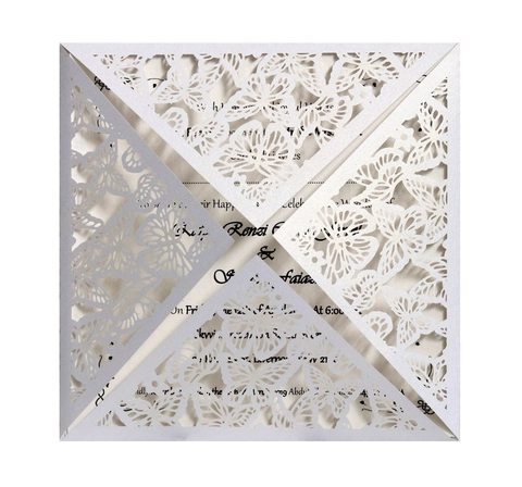 Eleganti Inviti di Nozze a Farfalla Tagliati al Laser Carta Perlata Stile Europeo Biglietti d'Auguri Cavi per Festa Nuziale