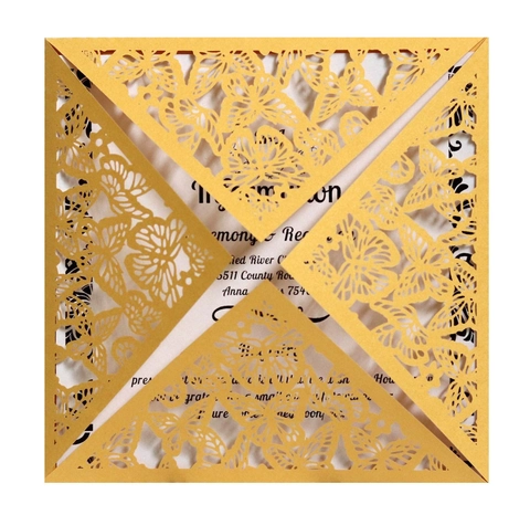 Laser Cut Butterfly Wedding Invitations Cards Pearlescent Paper Hollow Invitation Covers For Engagement Birthday Party
