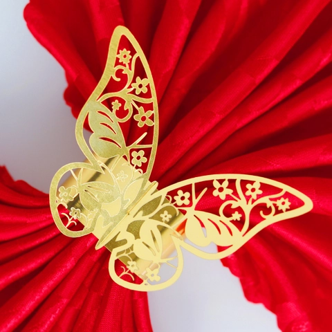 Ronds de Serviette Papillon Découpés au Laser Papier Perlé Support de Serviette Évidé pour Décoration Table Mariage Fête