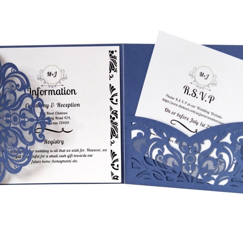 Invitations de Mariage Découpées au Laser Européennes en Papier Perlé Cartes Florales Creuses pour Mariage Fête