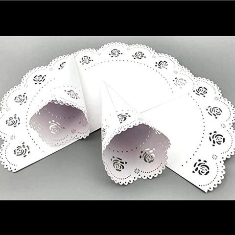 Laser Cut Rose Lace Paper Confetti Cones For Wedding Petals Candy Flower Holder Hollow Scalloped Edge Party Decoration
