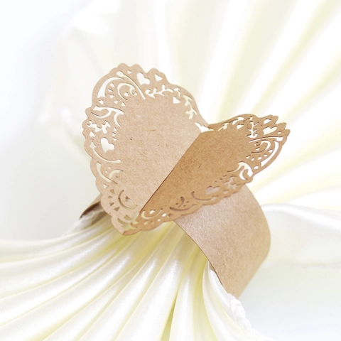 Laser Cut Heart Shape Paper Napkin Rings Decorative Tableware Holder For Wedding Banquet Party Table Decoration Heart Shaped Napkin Holder