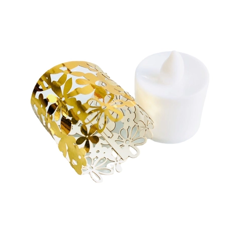 Hollow Floral Paper Lampshade LED Electronic Candle Tea Light Sleeve Laser Cut Party Wedding Birthday Table Decoration