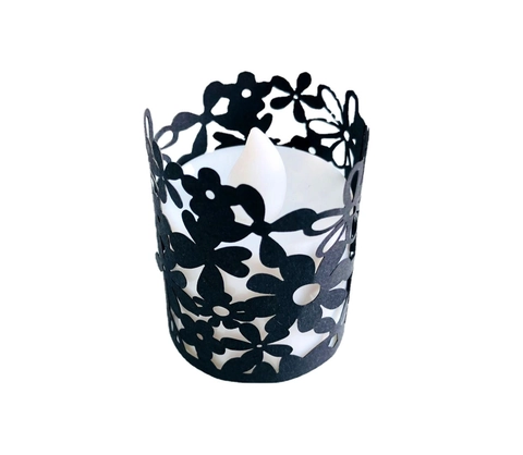 Hollow Floral Paper Lampshade LED Electronic Candle Tea Light Sleeve Laser Cut Party Wedding Birthday Table Decoration