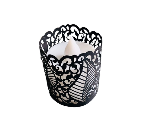 Laser Cut Paper Candle Wraps Leaf Hollow Pattern Decorative Lampshade For LED Tea Lights Wedding Party Table Decor