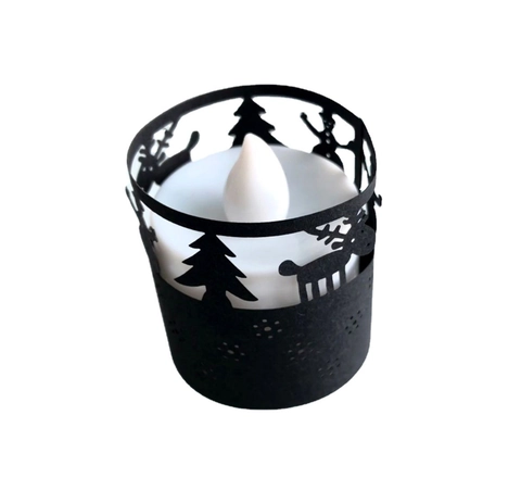 Christmas Reindeer Snowflake Hollow Out Paper Lampshade Festive LED Tea Light Candle Cover Decoration For Xmas Party Home Ornament