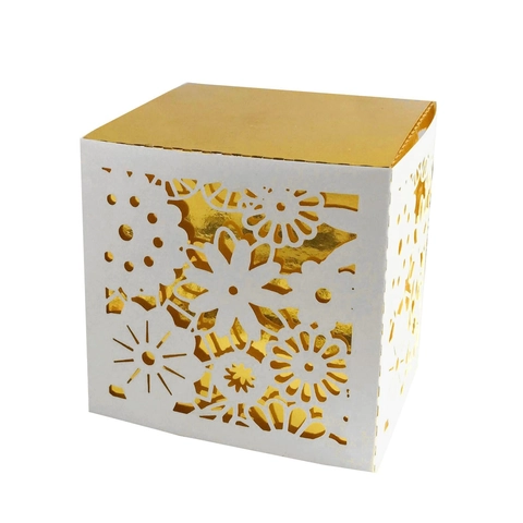 Scatola di Caramelle Cava Floreale Tagliata Al Laser Scatole Regalo Bomboniera in Carta Perlata Confezione di Cioccolato Quadrata per Decorazione di Feste