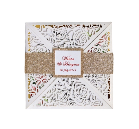 Invito di Nozze Rosa al Laser Carta Perlescente di Lusso Inviti Floreali Intagliati Con Buste per Cerimonia di Matrimonio Festa di Fidanzamento Elegante Cartoleria