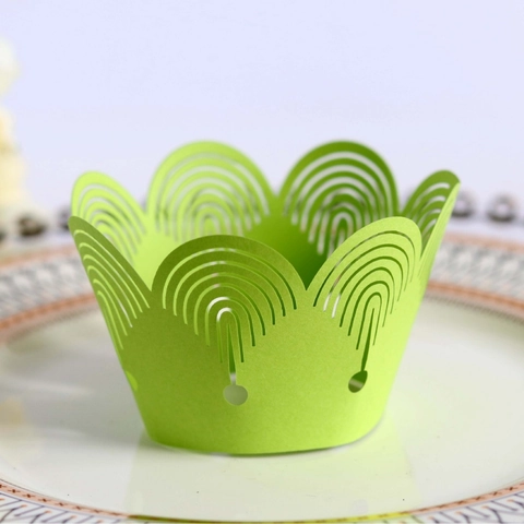 Laser Cut Hollow Cupcake Wrappers Pearlescent Paper Crown Cake Liners For Wedding Birthday Party Decoration Baking Accessories