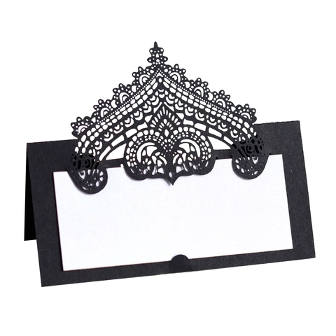 Élégants Marque-places Découpe Laser Dentelle Papier Perlé Design Couronne Cartes de Table Pour Mariage Banquet Fête Décoration de Table