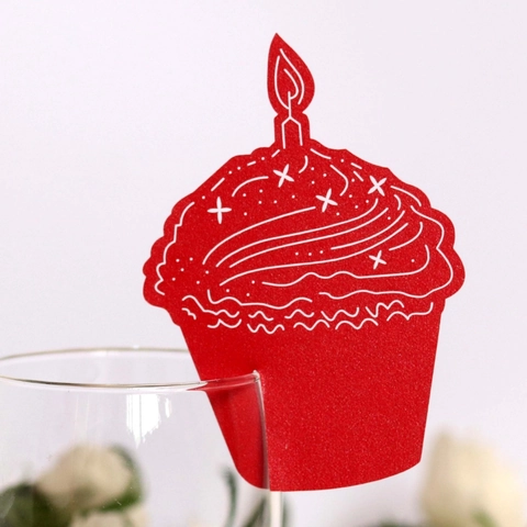 Marque-places Verre en Papier Nacré Forme Cupcake Découpé au Laser pour Décoration de Table Mariage Fête d'Anniversaire