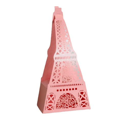Eiffel Tower Hollow Candy Box Laser Cut Reflective Paper Wedding Party Favors Chocolate Gift Packaging Romantic Gift Box