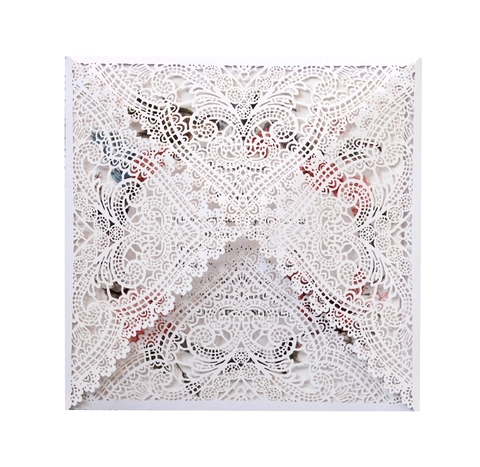 Laser Cut Wedding Invitation Cards Pearl Paper Hollow Lace Floral Greeting Cards With Envelope For Party Engagement Celebration