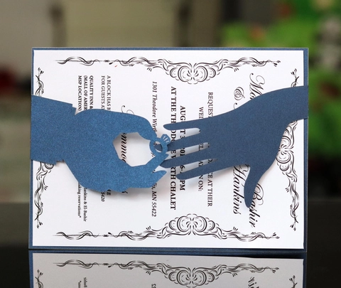 Europäische Lasergeschnittene Hochzeitseinladungskarten Perlmuttpapier Hohlring Design Valentinstag Grußkarten Für Verlobung Party Dekor