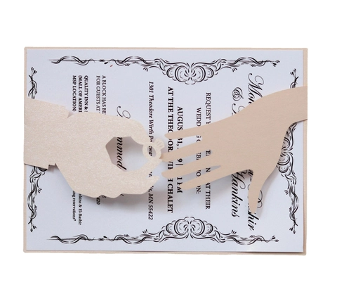 Europäische Lasergeschnittene Hochzeitseinladungskarten Perlmuttpapier Hohlring Design Valentinstag Grußkarten Für Verlobung Party Dekor