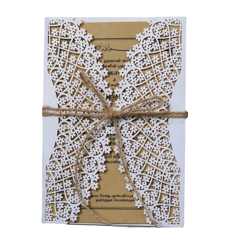 Élégantes Cartes d'Invitation de Mariage en Papier Perlé Découpe Laser Design Fleur en Dentelle Creuse pour Invitations de Fête d'Anniversaire
