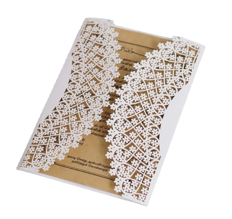Élégantes Cartes d'Invitation de Mariage en Papier Perlé Découpe Laser Design Fleur en Dentelle Creuse pour Invitations de Fête d'Anniversaire