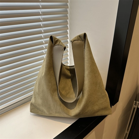 Vintage Matte Minimalist Large Capacity Nylon Tote Bag For Women Casual Commuter Shoulder Hobo Bag Solid Color Soft Handbag