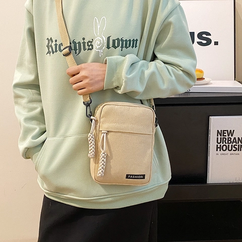 Borsa a Tracolla in Tela Minimalista da Donna Piccola Borsa a Tracolla Quadrata per Cellulare Borsa Mini Messenger Casual per Studenti