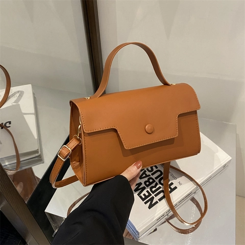 Vintage Damen PU Leder Kleine Quadratische Tasche Einfarbig Pendler Schulter Umhängetasche Mit Griff Mode Handtasche Für Den Alltag