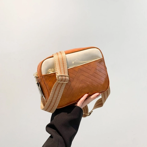 Bolso de Hombro para Mujer de Cuero PU Retro Acolchado en V Moda Bloque de Color Casual Bolso Bandolera Con Correa Ancha