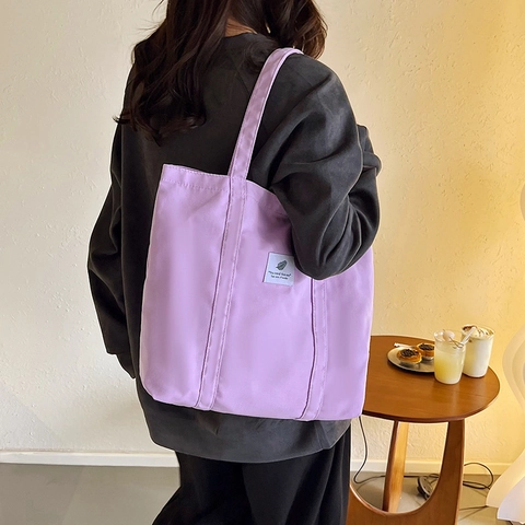 Women Large Capacity Nylon Tote Bag Casual Solid Color Shoulder Bag Simple Simple Handbag For Daily Commuting Shopping Travel