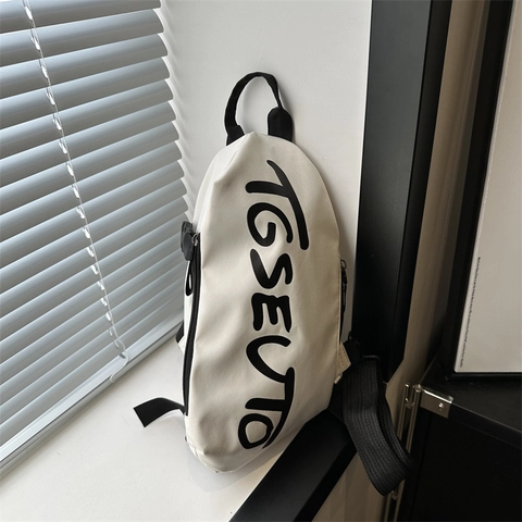 Mode Streetwear Buchstaben Druck Oxford Gewebe Brusttasche Lässig Wasserdicht Sport Sling Schultertasche Für Damen Herren