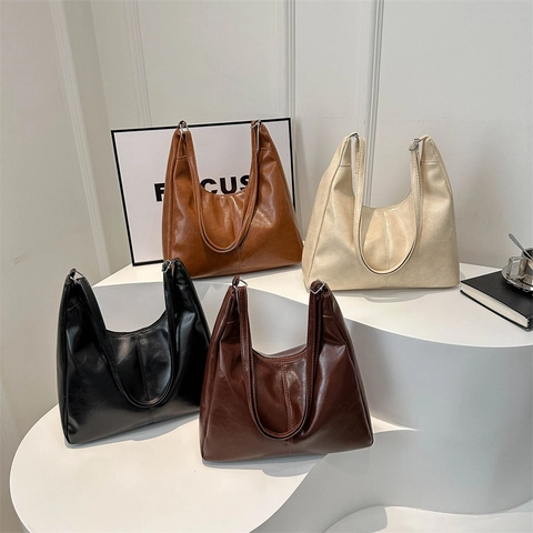 Damen Retro PU-Leder Umhängetasche Große Kapazität Hobo Tote Bag Für Den Täglichen Pendelverkehr Büro Lässige Mode Handtasche