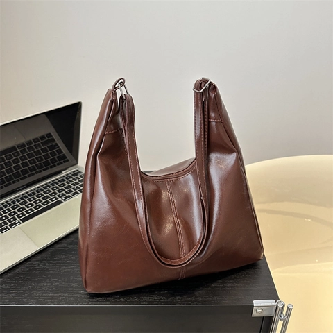 Damen Retro PU-Leder Umhängetasche Große Kapazität Hobo Tote Bag Für Den Täglichen Pendelverkehr Büro Lässige Mode Handtasche