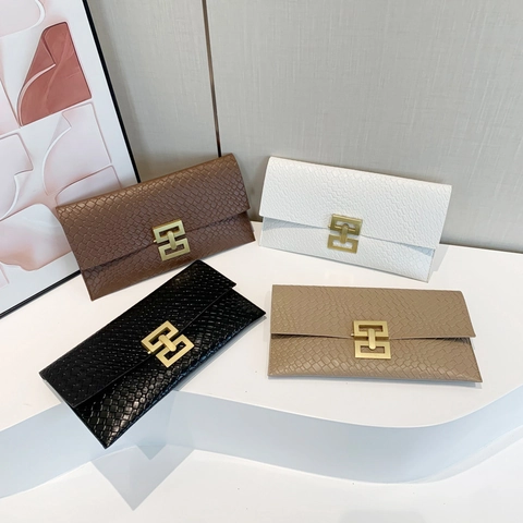 Damen Einfache Freizeit Rautenmuster Umschlag Clutch PU Leder Lange Strukturierte Handtasche Mit Metallschnalle Für Alltag Party