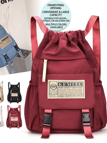 Urban Minimalist Oxford Cloth Drawstring Backpack Large Capacity Travel Daypack Casual School Bag For Students Men Women