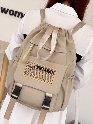 Urban Minimalist Oxford Cloth Drawstring Backpack Large Capacity Travel Daypack Casual School Bag For Students Men Women