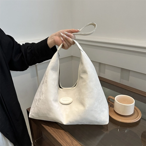 Bolso de Hombro Hobo de Cuero PU para Mujer de Gran Capacidad Textura Mate Color Sólido Bolso Tote de Moda para Viaje Diario