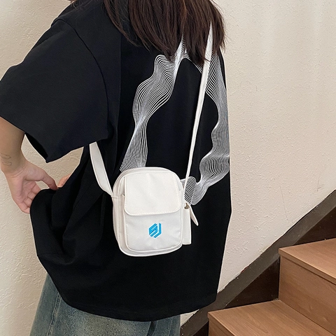 Mini Borsa a Tracolla Minimalista Urbana da Donna in Tessuto Composito Borsa per Cellulare Leggera Con Tracolla Regolabile Tinta Unita